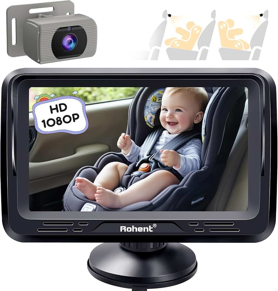 Rohent Baby Car Camera for Rear Facing Infant - 1080P HD, Easy Installation, 360° Adjustable, Night Vision, 150° Wide-Angle Lens, Perfect Match for Car Interiors, Ideal for Parents, Grandparents