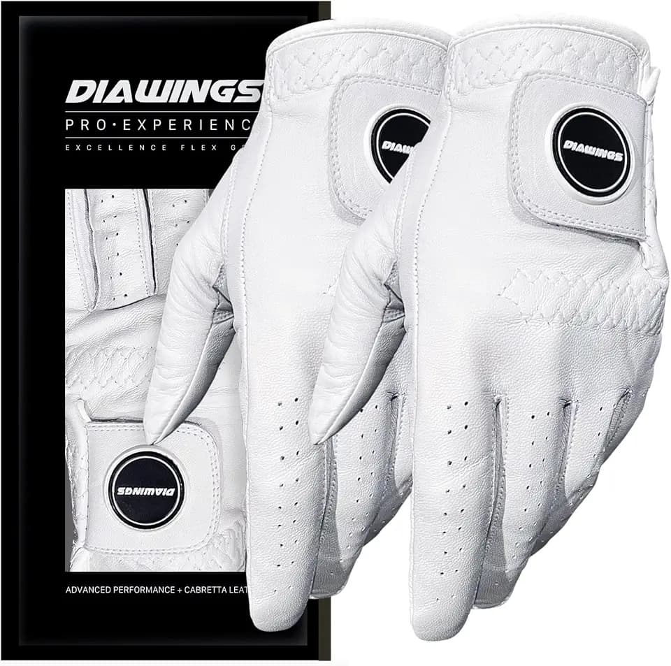 Premium Golf Glove | 100% AAA Cabretta Leather | Durable, Breathable, Serious Perfomance| Mens Golf Gloves Left Hand 2 Gloves