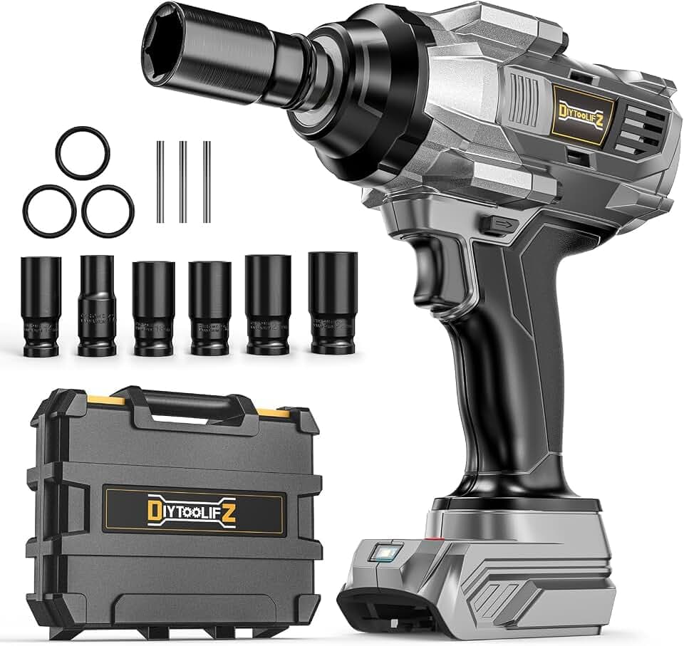 DIYtoolifz 1500Nm Cordless Impact Wrench 1/2" Compatible with Dewalt 20V