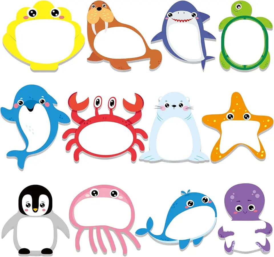 Yinder 24 Pads Kids Sticky Notes, Ocean Animal Cartoon Memo Pads