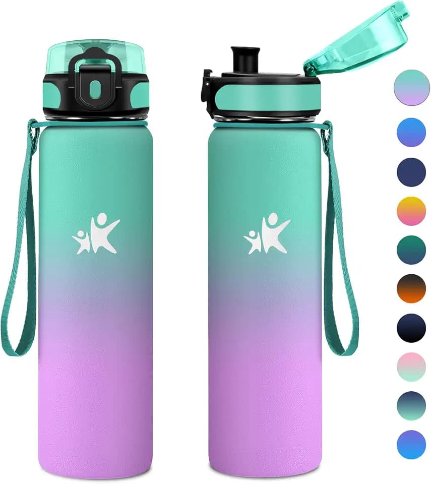 KollyKolla Trinkflasche 1L, Thermoskanne Kalt&Warm, Trinkflasche Edelstahl BPA-Frei, Doppelwandisolierung, Isolierflasche für Kohlensäurehaltige Getränke, für Fitness, Wandern, Camping