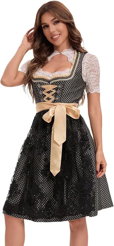 Dirndl Damen,Dirndl,Dirndl für Damen,Dirndl Damen Midi Spitze,Germandress für Oktoberfest