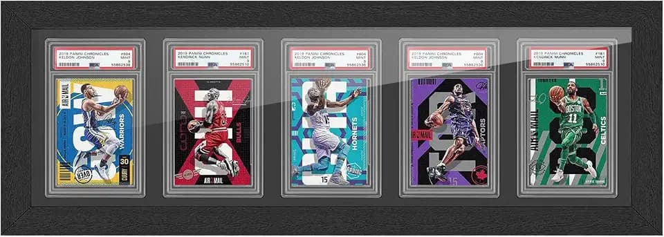 Sortierte Karten Display Rahmen-kompatibel mit PSA, CGC und Tag Slabs, Sammelkartenrahmen, Acryl-Schaukästen für Schreibtisch und Wand, Sammelkarten, Sportkarten Fußball Karten (5 PSA Karten)