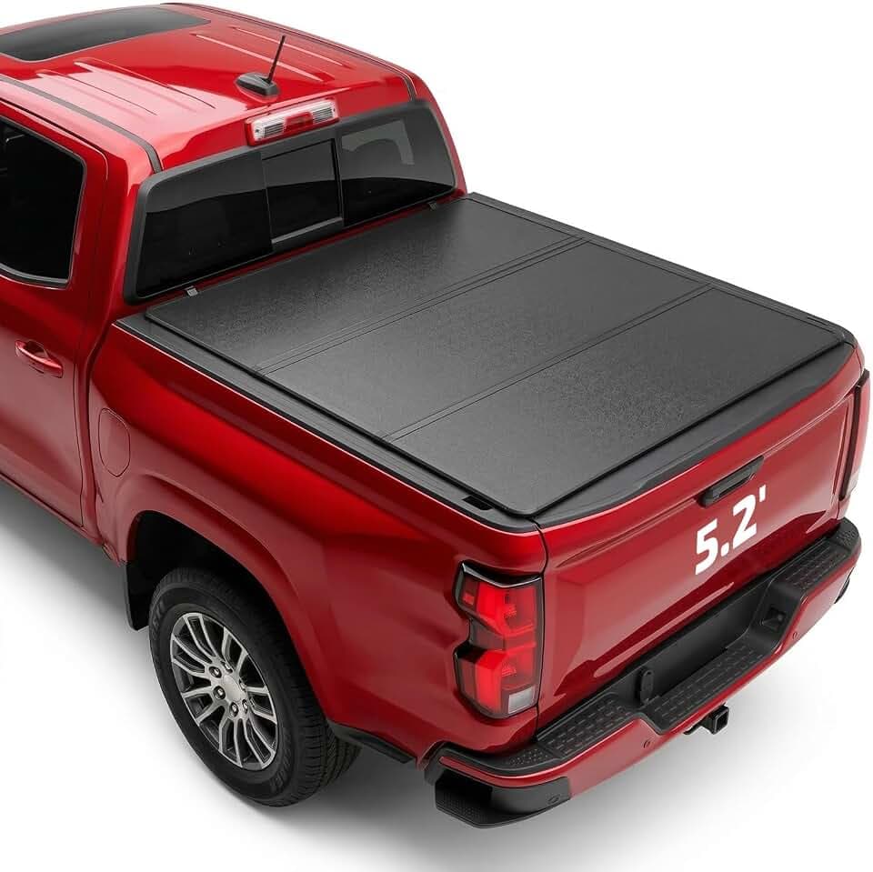 BDFHYK Hard Tri Fold Tonneau Cover for Chevy Colorado GMC Canyon 2015-2026 5.2 FT Bed, Waterproof Hard Folding Truck Bed Cover with Anti-Theft Lock, Easy Install for Camping and Work Trucks