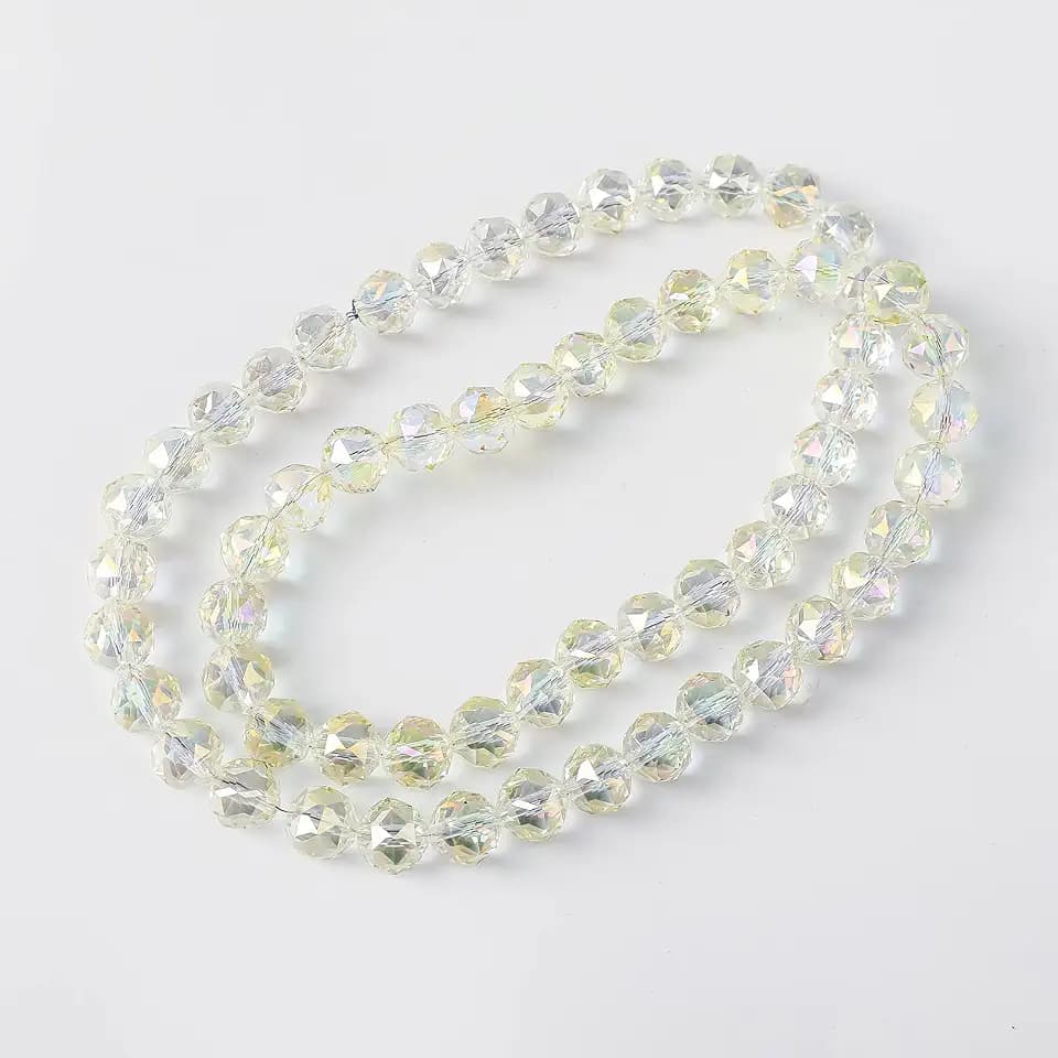 48PCS12mmRound Crystal Glass BeadsforJewelry MakingRondelle Glass Beads Faceted Rondelle Beads DIY Glass Crystal Beads for Bracelets Necklace Pendants Jewelry Making DIY (12MM, Electroplated Yellow)