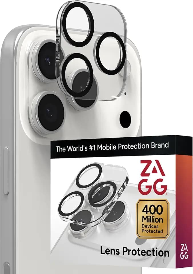 ZAGG Glass Elite iPhone Camera Lens Protector for iPhone 17 Pro Max / 17 Pro - Camera Frame, Maximum Impact & Scratch Protection, Anti-Reflective Technology, Smudge-Resistant, Precise Fit