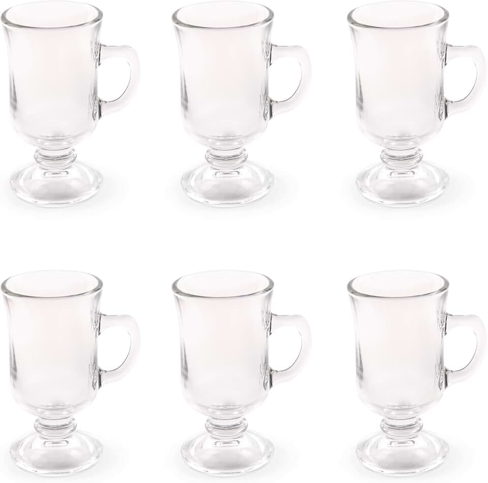 Excelsa Iris Irish Coffee Mug Set mit 6 Tassen, Glas, Fassungsvermögen 120 ml.