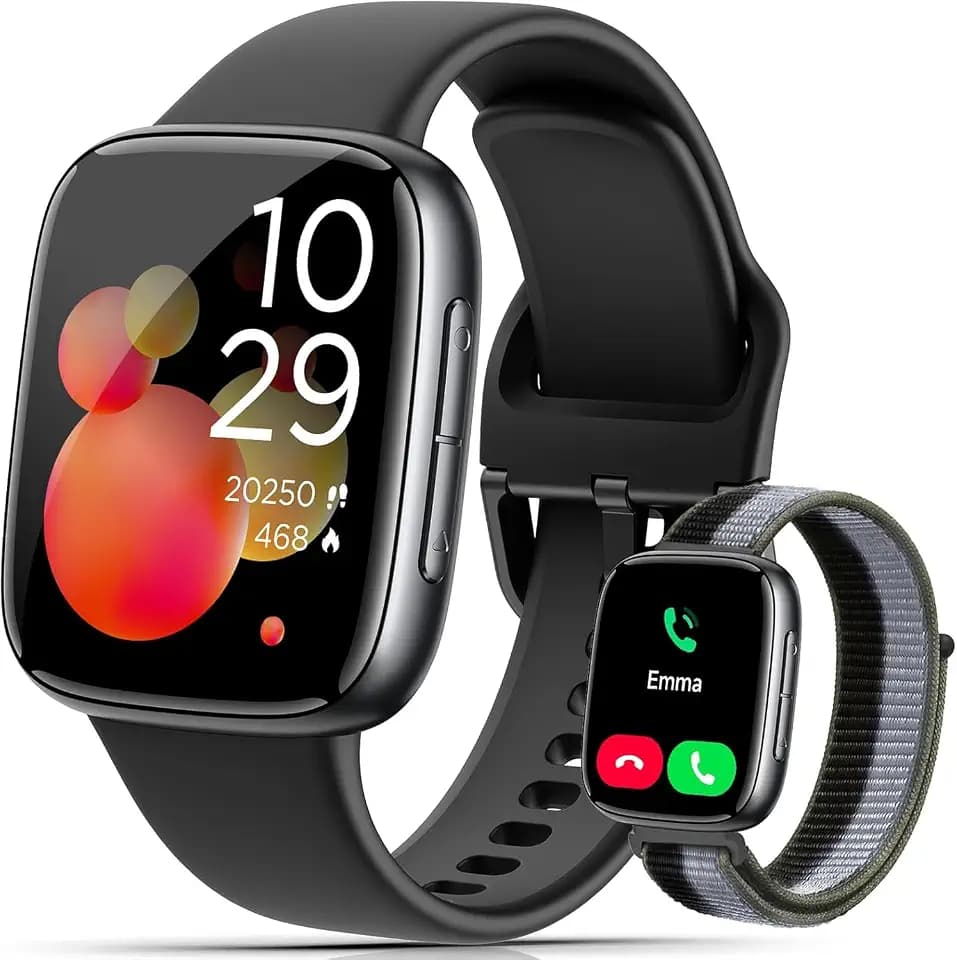 Quican Smart Watch for Women Men (2 Bands), 1.85" AMOLED Smartwatch for iPhone & Android Phones, Heart Rate/ SpO2/ Sleep Monitor, 3ATM Waterproof, Calls & Messages, 120+ Sports Modes Fitness Tracker