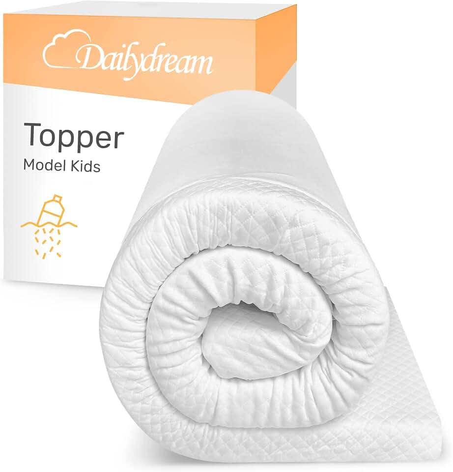 Dailydream Matratzen Topper 140x70cm | Memory Foam | 5cm hoch | Edition Kids Clean Ocean, Model M |Zertifiziert & anatomisch geformt für unbequeme Matratze & Gästebett | Mattress Topper 140x70