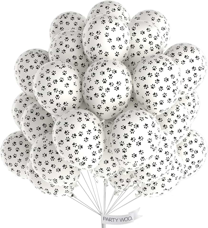 PartyWoo Paw Latex Matte Balloons 50pcs White Balloons Helium 12 Inch