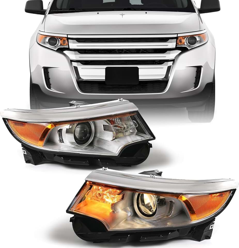 FIONE Halogen Headlight Assembly for Ford Edge 2011 2012 2013 2014 Pair
