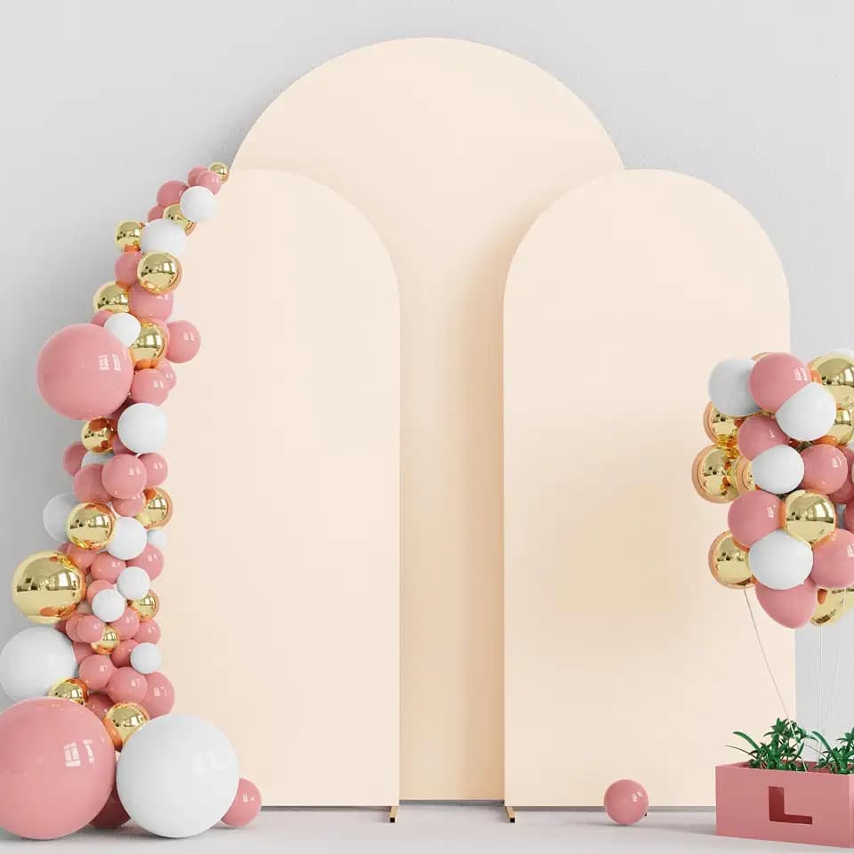 Wokceer Beige Arch Backdrop Covers Stretchy Backdrop Spandex 7.2FT, 6FT,6FT