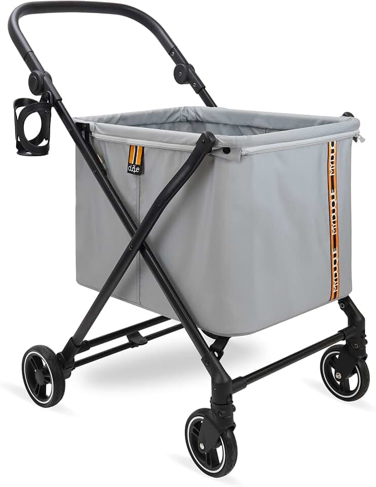 MAX Einkaufstrolley – Faltbarer Einkaufskorb mit 4 Rollen und Federung | Höhenverstellbarer Einkaufswagen mit Fußbremse und Getränkehalter | Klappbox für bis zu 25 kg – Modernes Design