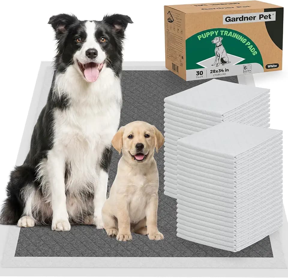 Gardner Pet Charcoal Puppy Pads 28x34 Inches Extra Large Dog Pee Pads Odor-Control & Leak-Proof Disposable Pet Training Edge-Wrapping Thicken Potty Pad for Dogs, Cats, Rabbits(30 Pieces)