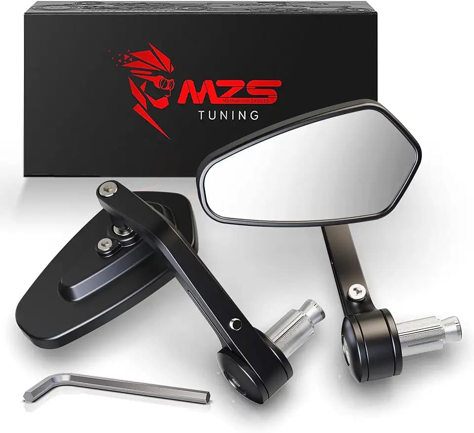 MZS Motorcycle Bar End Mirrors for 7/8" 22mm Handlebar Sport Street Bikes