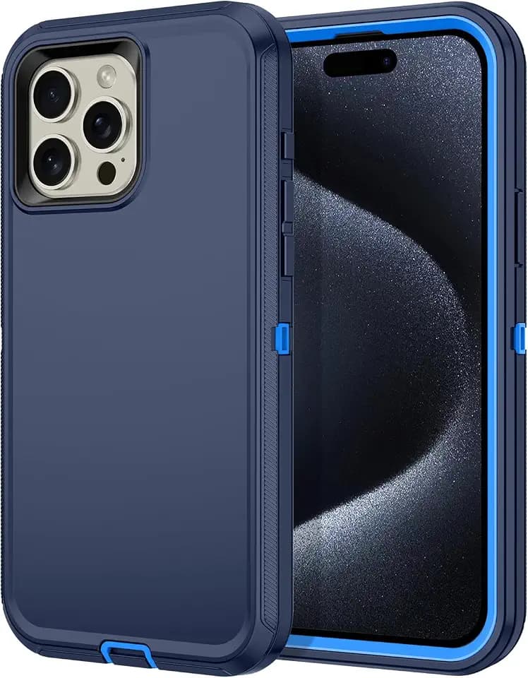 I-HONVA for iPhone 15 Pro Max Case Shockproof Dust/Drop Proof 3-Layer Full Body Protection [Without Screen Protector] Rugged Heavy Duty Cover Case for Apple iPhone 15 Pro Max 6.7 inch,Navy Blue