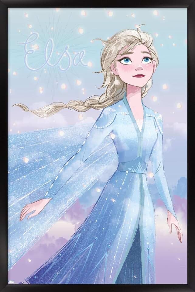 Trends International Disney Frozen - Elsa Glance Wall Poster, 22.375" x 34", Black Framed Version