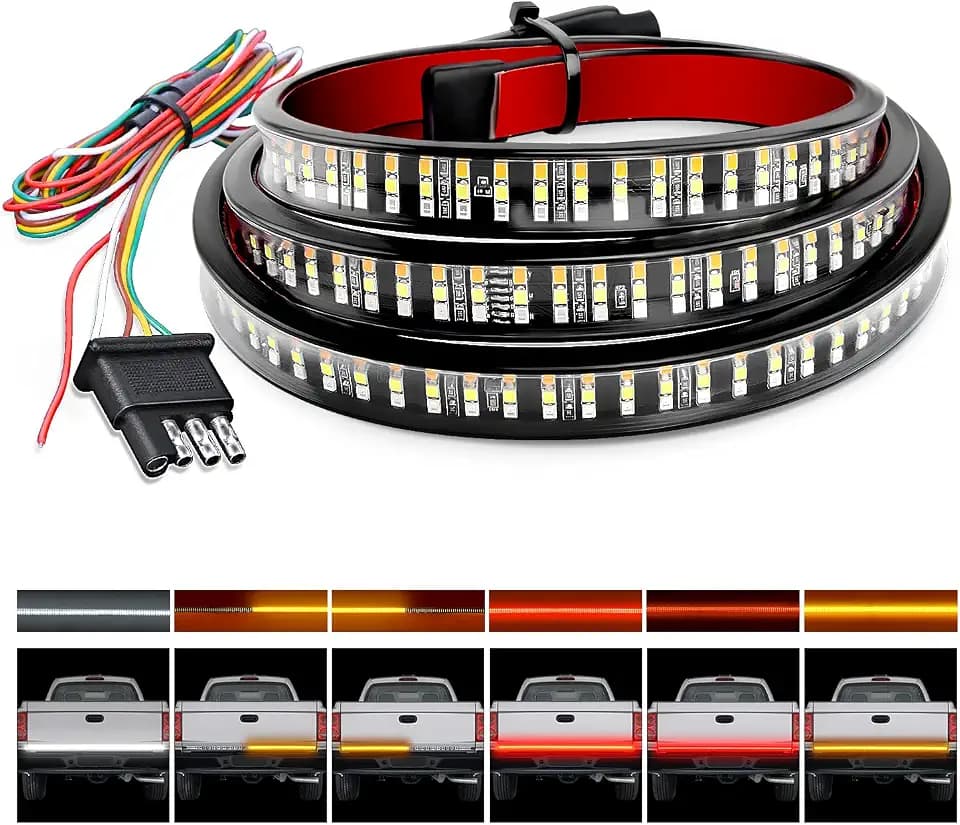 Nilight Truck Tailgate Light Strip 48" Triple Row 360 LED Running Light Bar