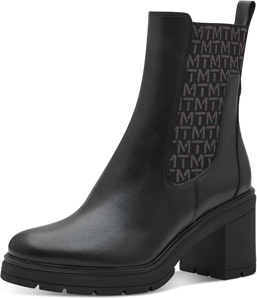 MARCO TOZZI Damen Chelsea Boots aus Kunstleder mit Blockabsatz