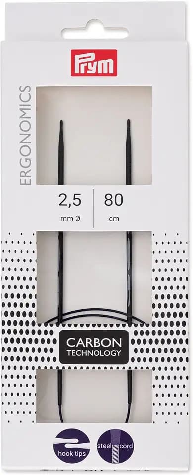 Prym 215301 Rundstricknadeln Ergonomics Carbon 80 cm 2,50 mm