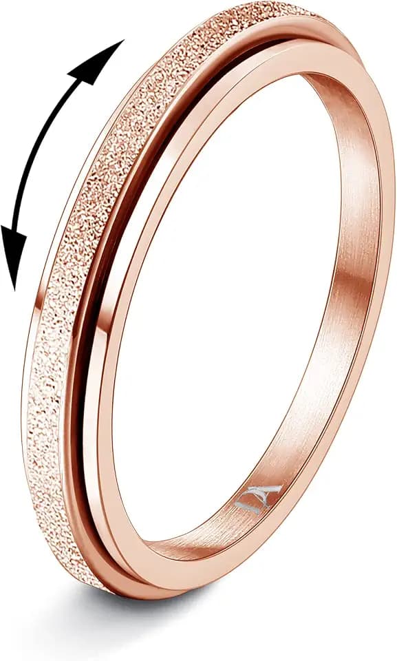 Diamday Fidget Rings for Women Titanium Steel Anxiety Spinner Ring
