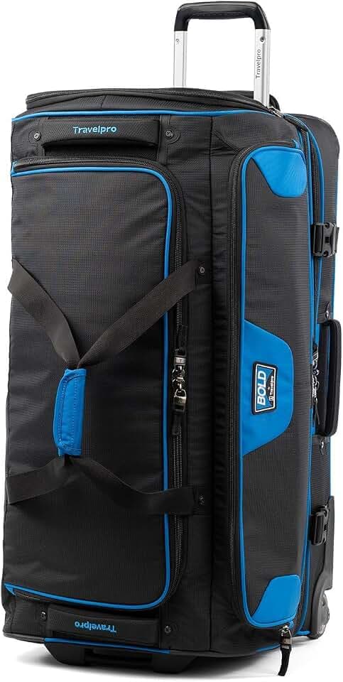 Travelpro Bold Drop-Bottom Wheeled Duffel Bag, Blue/Black, 30-Inch