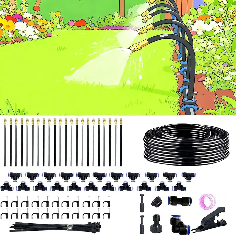 Drip Irrigation System，360° Bendable Drip Irrigation Kit Automatic Irrigation System for Garden, Adjustable Garden Watering Misting System for Greenhouse, Yard, Lawn, Plant(66FT)
