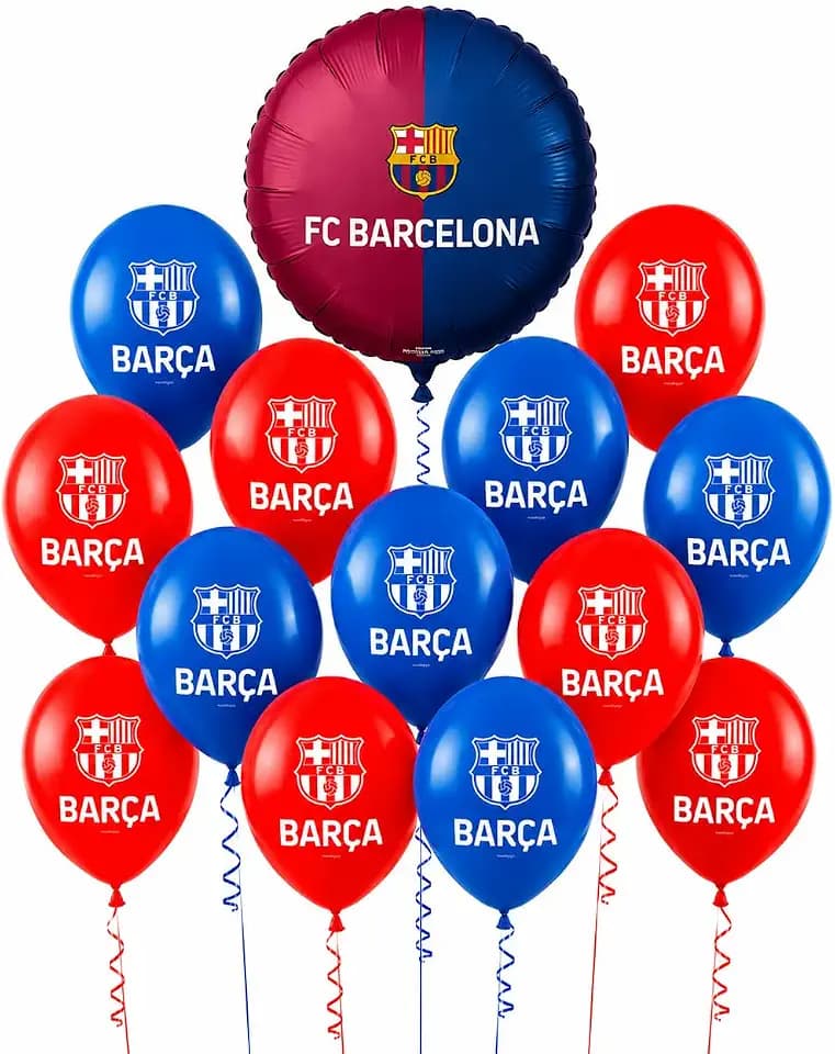 Luftballons Geburtstag FC Barcelona – Set mit 13 Luftballons mit Folienballon, Dekoration für Kinder, Partys und Bootsfeiern