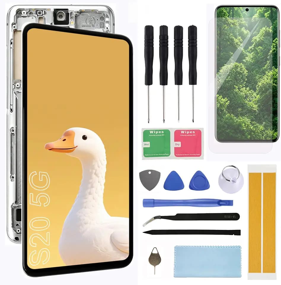Screen Replacement for Samsung Galaxy S20 5G SM-G981 SM-G981F SM-G981U1 6.2" Assembly LCD Display Touch Screen Digitizer with Repair Tools Frame
