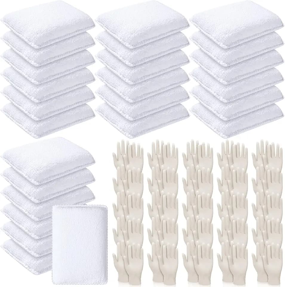 Ziliny 24 Set Wood Stain Applicators and Disposable Latex Gloves, White
