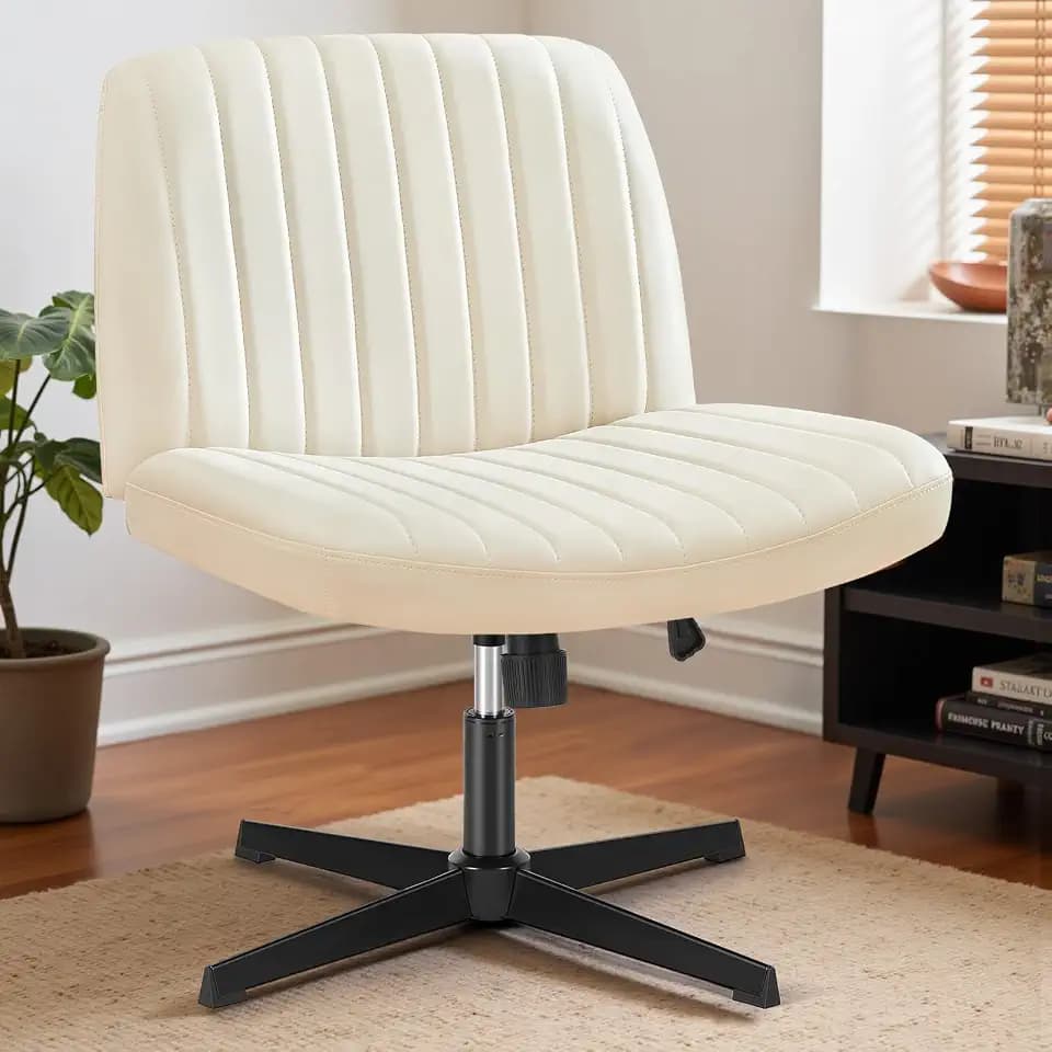 DUMOS Criss Cross Chair, Cross Legged Vanity Chair No Wheels, Home Office