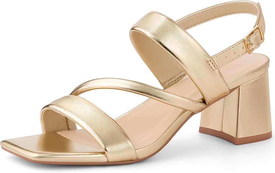 Women's Low Block Heel Sandals Square Toe Ankle Strap