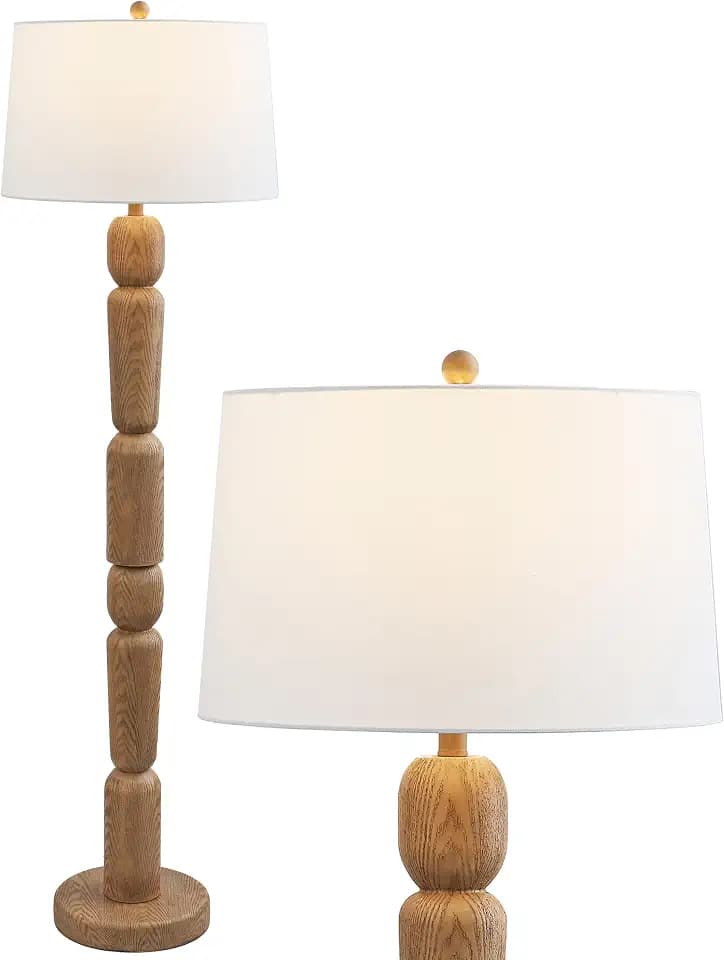 JONATHAN Y Rustara 61.5" Turned Resin Floor Lamp, Antique Brown Wood
