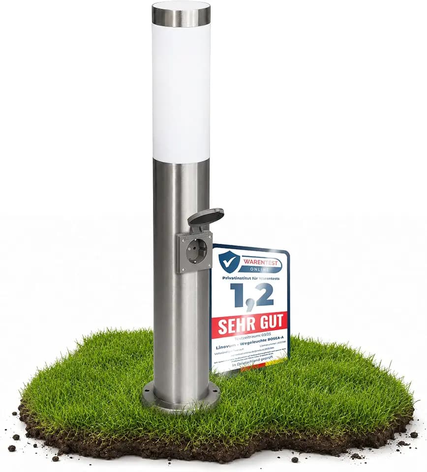 linovum BOSEA-S Energiesäule 50cm Edelstahl mit Steckdose für E27