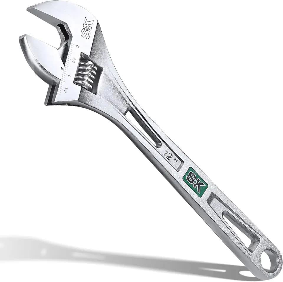 SK 12-Inch Adjustable Wrench, 1-9/16" Jaw Capacity, SAE&Metric Scales