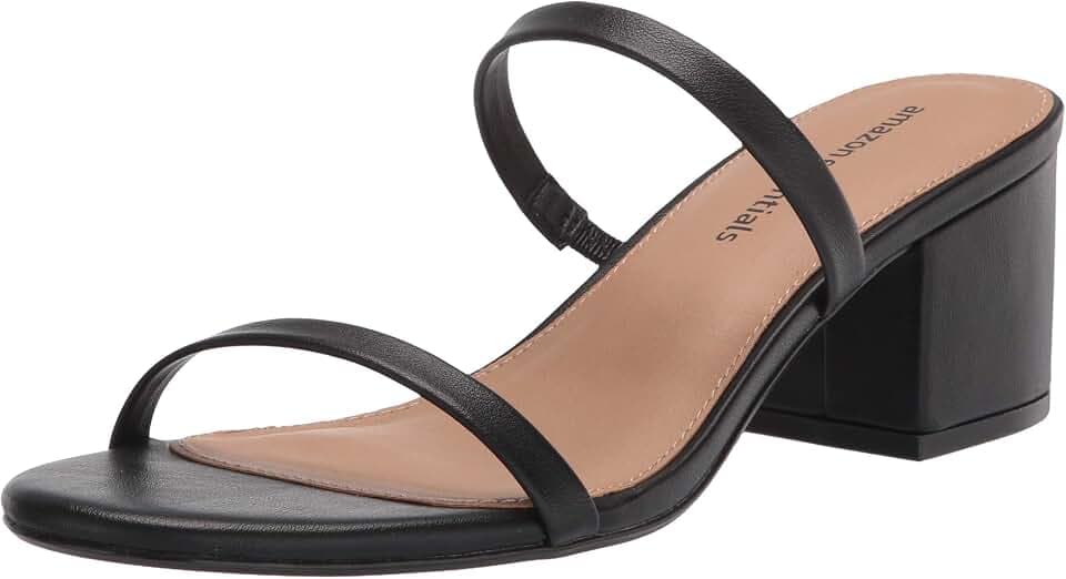 Amazon Essentials Damen Dünne Pantolette mit zwei Riemen und Absatz