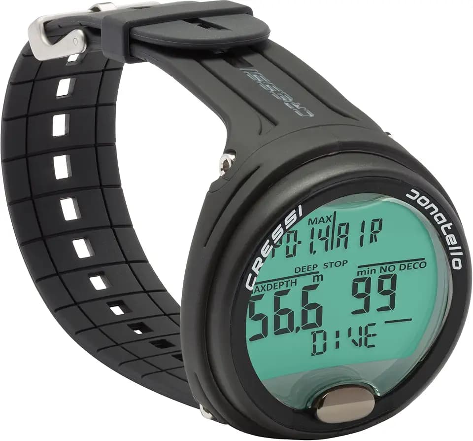 Cressi Donatello Tauchcomputer – Luft- und Nitrox-Modus, Apnoe- und Gauge-Modus – 150 Meter wasserdicht, Hochkontrast-Display – Benutzerwechselbare Batterie, Deep Stop, CNS-Sauerstoffanzeige