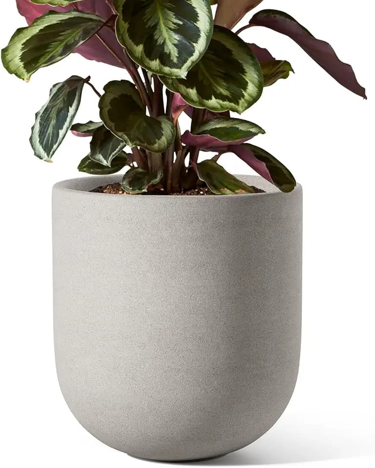 LE TAUCI 8 Inch Ceramic Plant Pot, Indoor Planter, Neutral Gray