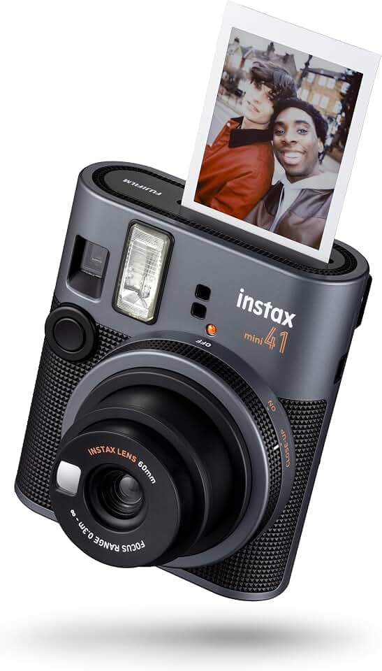 FUJIFILM instax mini 41™ Sofortbildkamera in Farbe | Selfiespiegel, automatische Belichtung & Close-Up Modus | Kamera mit Sofortdruck im instax mini Format | Retro-Design Anthrazit