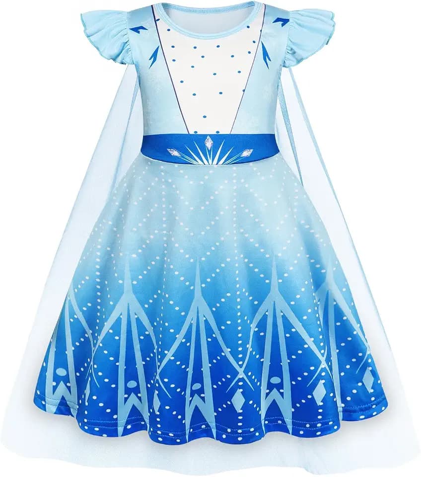 Princess Dress with Cape Girls Halloween Birthday Party Cosplay Costume