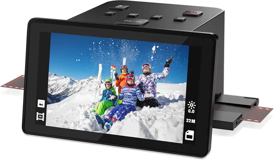 Digital Film & Slide Scanner with 5 Inch LCD Screen, Converts Color & B&W 135/110/126 KPK Negatives & Slides and Super 8 Slides into 22MP JPEG Photos