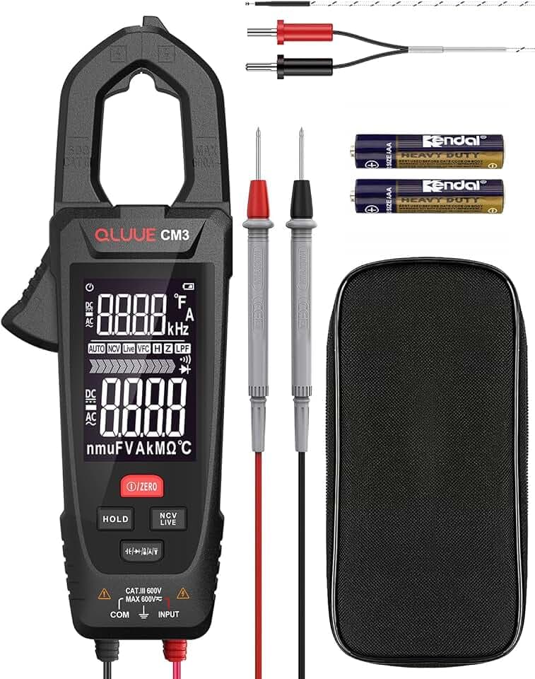 Clamp Meter Stromzange Multimeter AC/DC-Spannungstest, Instrument mit automatischem Spannungsprüfer NCV-Test, Messen von Strom, Spannung, Temperatur, Kapazität, Widerstand, Durchgang