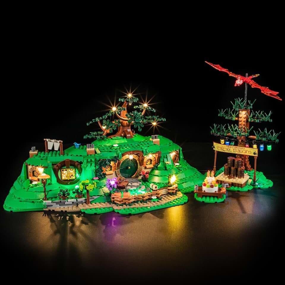 YEABRICKS LED Licht für 10354 Lord of The Rings Der Herr der Ringe: Das Auenland Bausteine Modell (Bausteine Set Nicht enthalten)