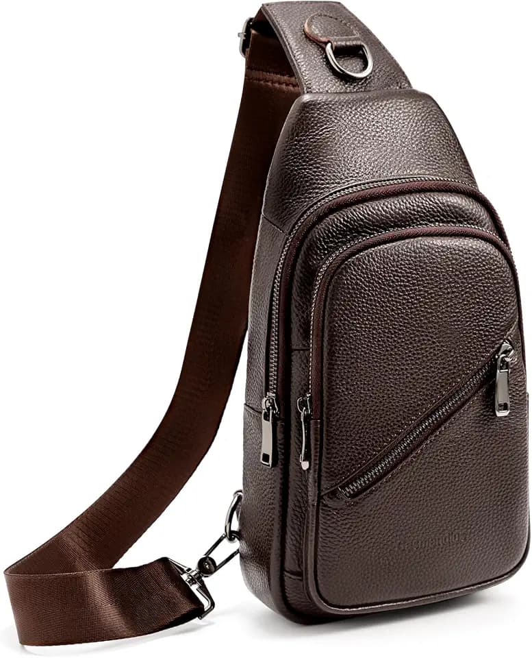 Leather Sling Bag Crossbody Bags for Men, Chest Pack for Daily
