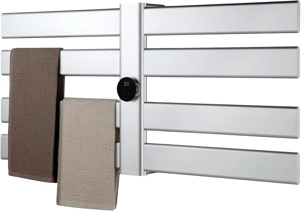 Electric Towel Warmer Wall Mount Heated Rack Timer, 8-Bar,Silver