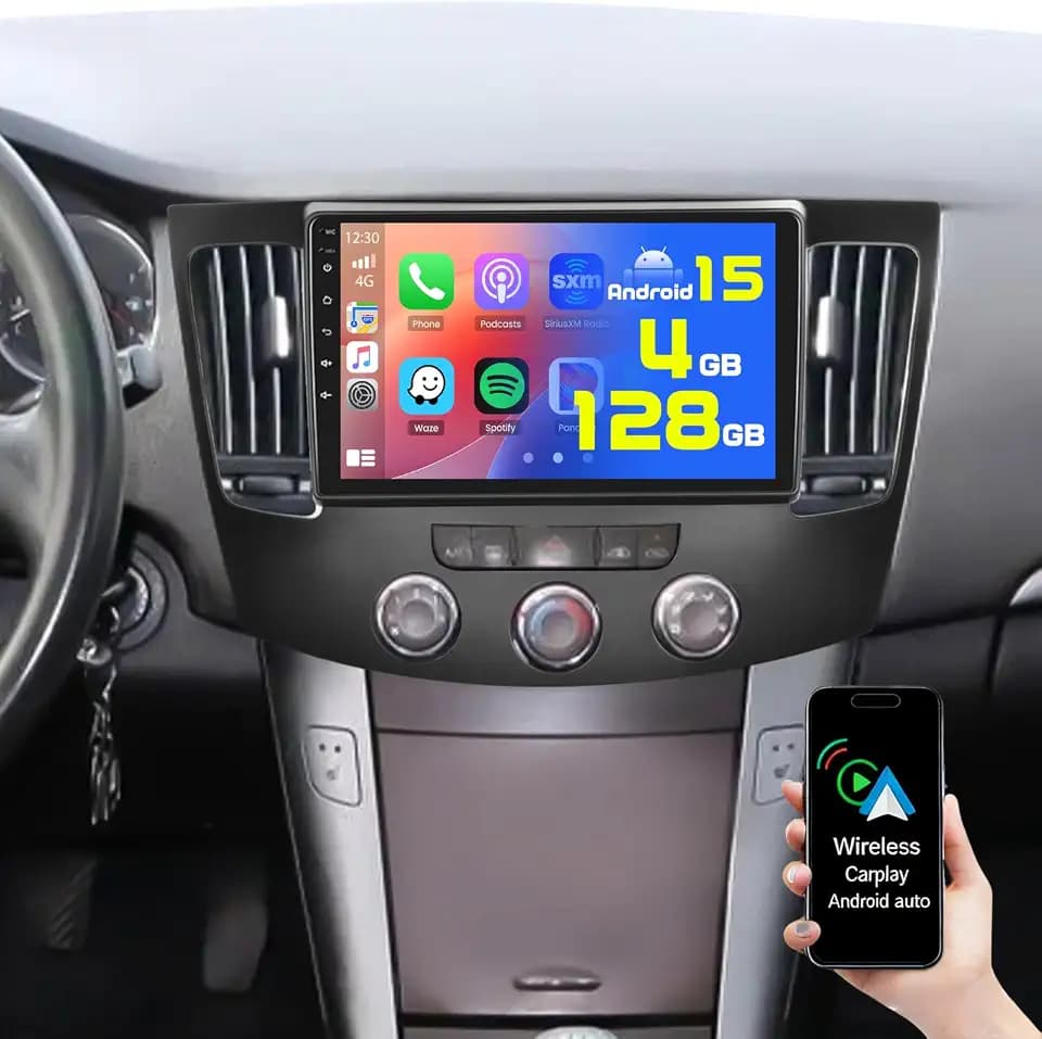 [4+128G] Android 15 Car Stereo for Hyundai Sonata NF 2009-2010, Hikity 9'' In-Cell Touchscreen Sonata Radio Wireless Carplay Android Auto 5G WiFi Bluetooth Mirror Link GPS SWC FM/RDS/EQ Backup Cam+Mic