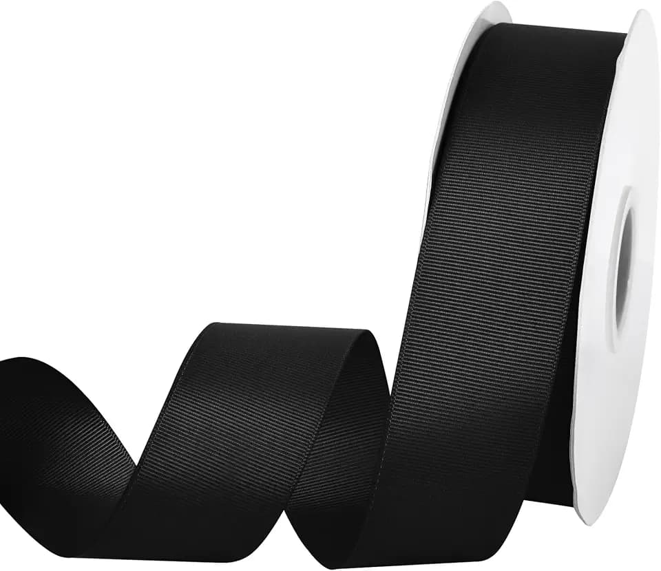 Black Grosgrain Ribbon 1-1/2 inch X 50 Yards Black Ribbon for Gift Package Wrapping Wreath Baby Shower and Other Projects