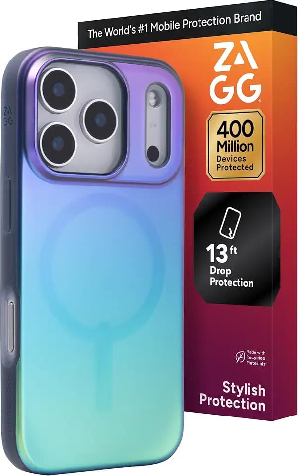 ZAGG Milan Snap Case for iPhone 17 Pro - Raven Feather, Graphene Strengthened Phone Case with Drop Protection (13ft/4m), Textured Edges & Sparkle Design, MagSafe Charging Compatible