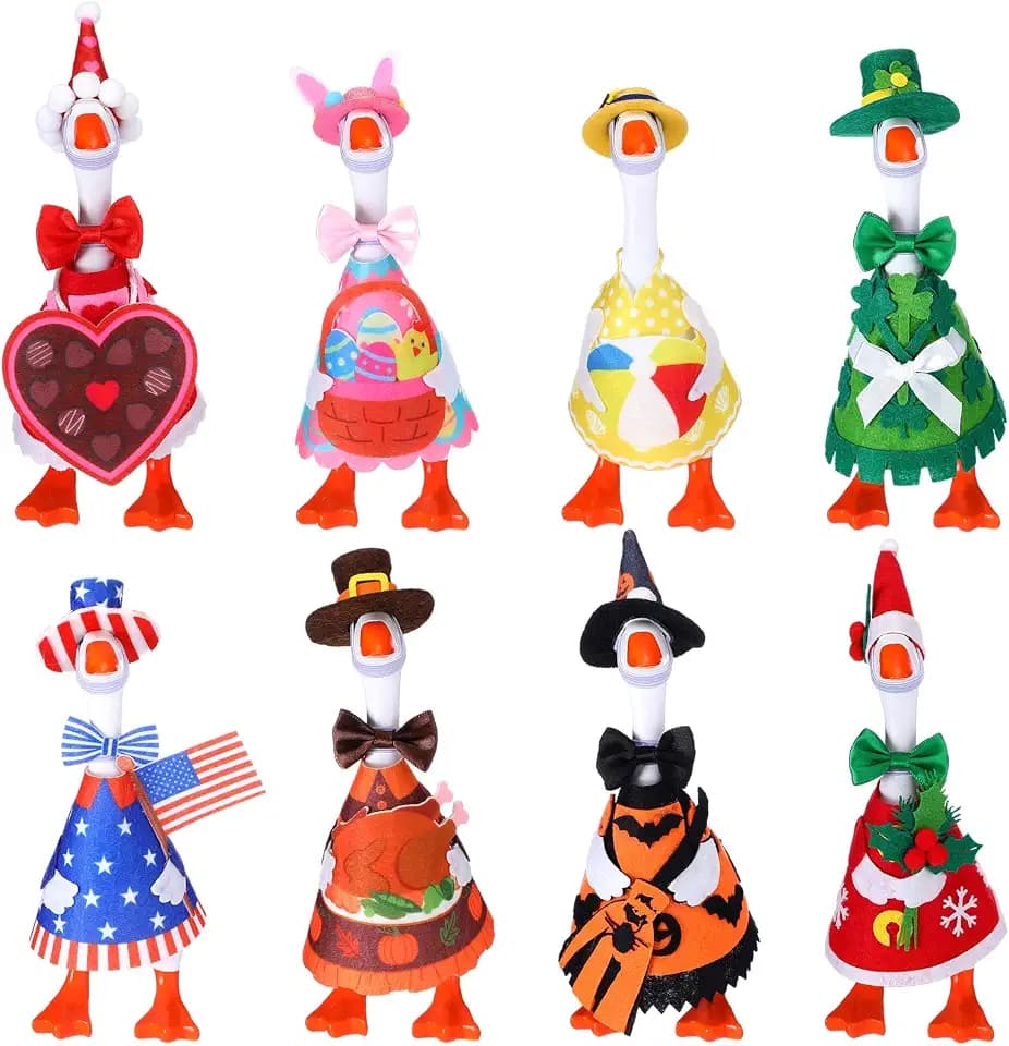 8 Set 7 Inch Desk Goose Outfits Mini Goose Clothes, Felt Festival
