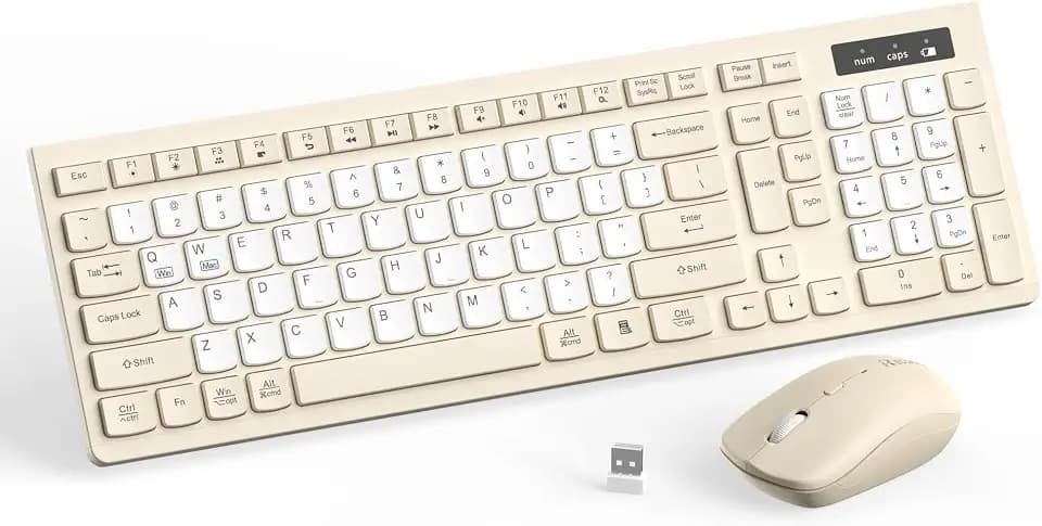 Wireless Keyboard and Mouse Combo Silent for Office and Home(Latte Color-B)